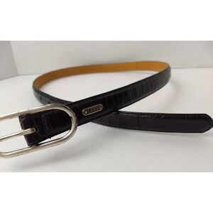 RLL Croc Alligator Italian Leather Skinny Belt Brown Lauren Ralph Lauren Women M